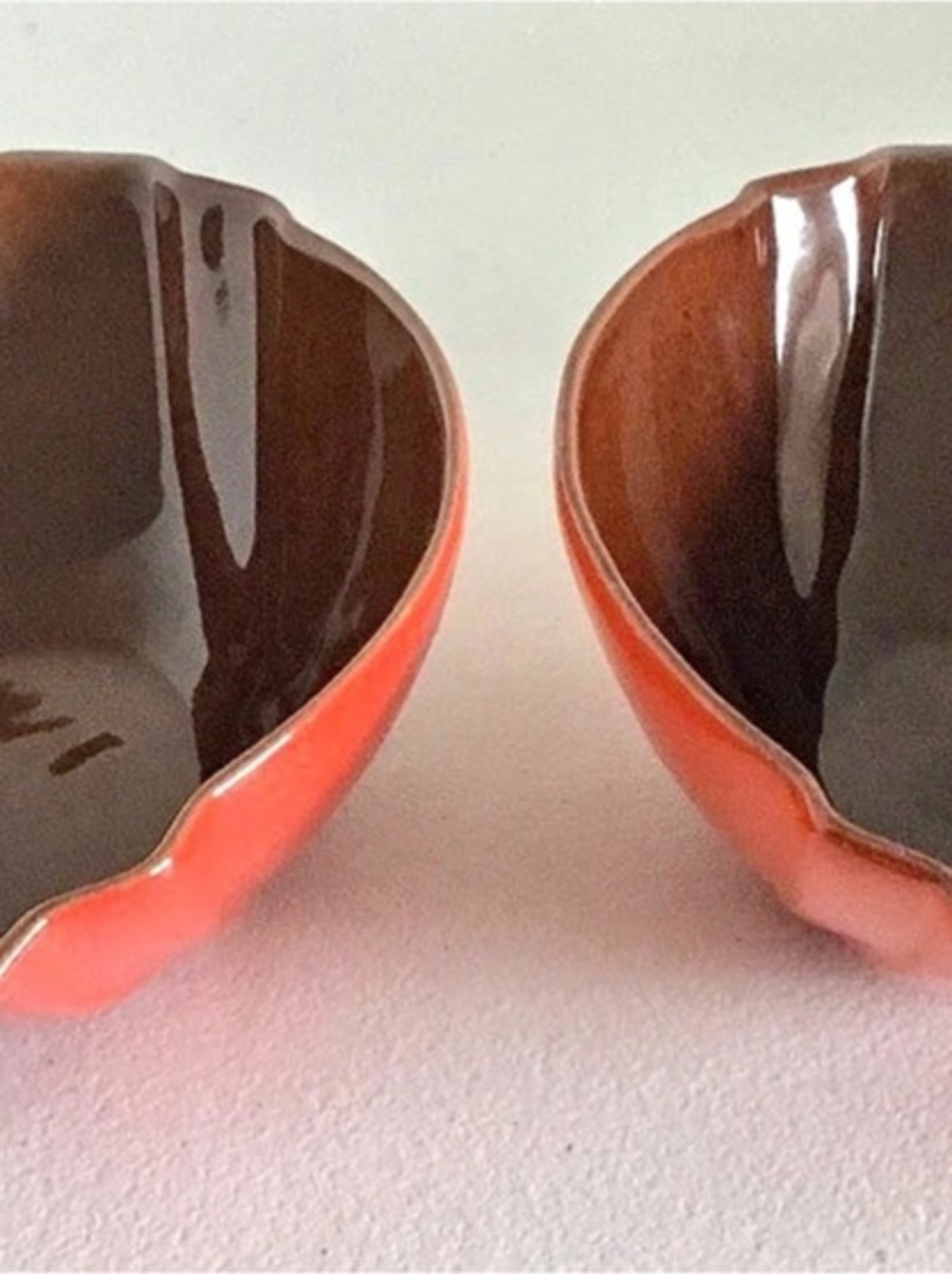 MCM Frankoma 201 Flame Red/Orange Serving Bowls Set of 2